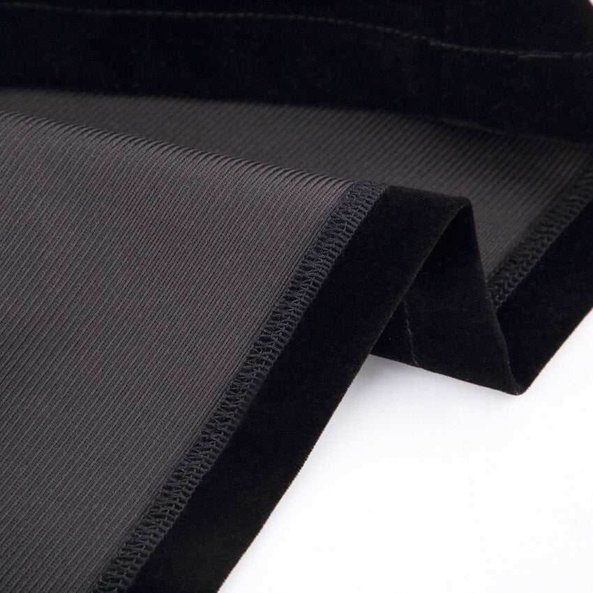 Square Collar Black Bubble Sleeve Long Sleeve Velvet Dress