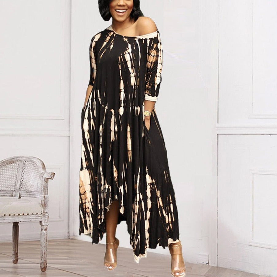 Split Pockets Tie Dye Long Dress