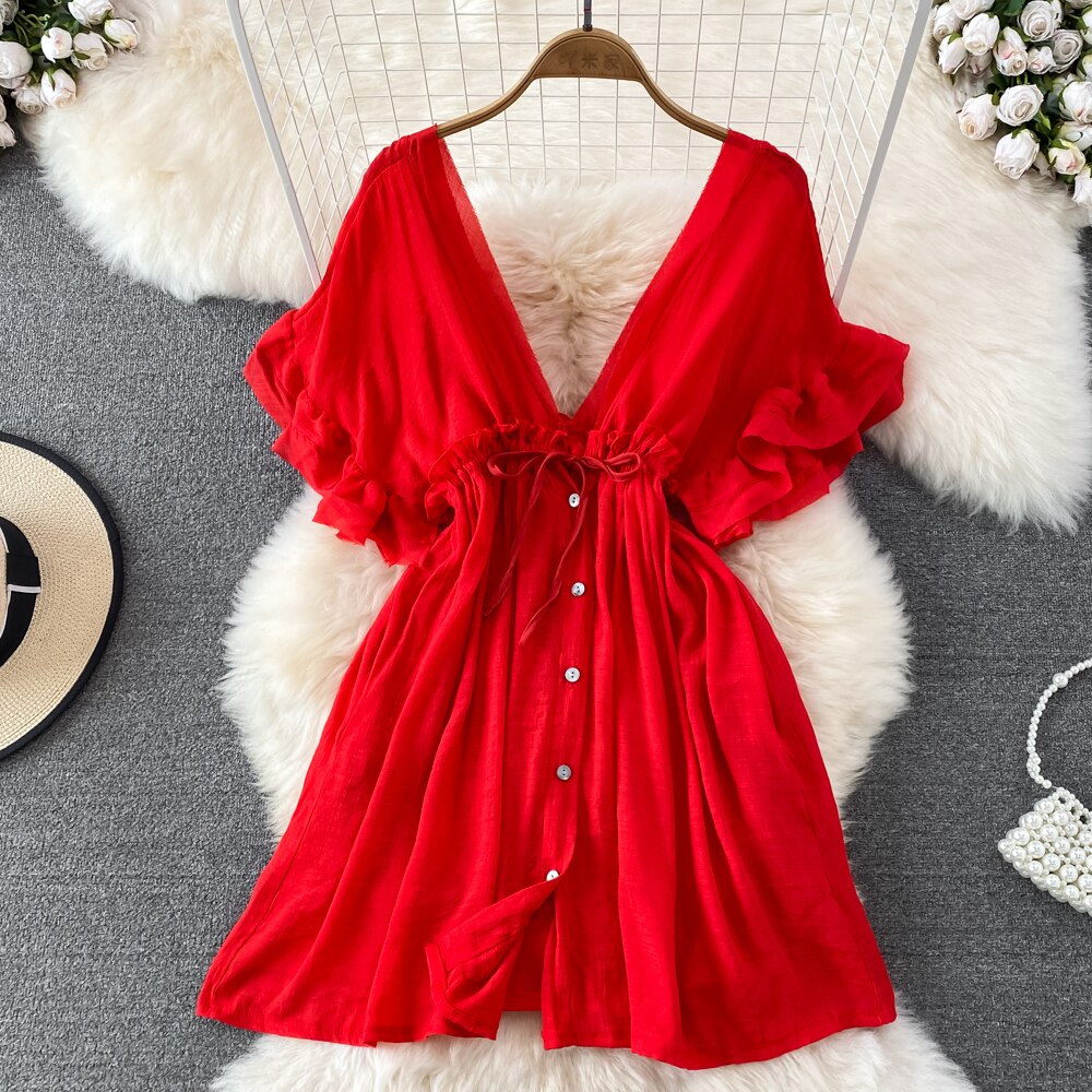 Spring Summer Boho Mini Dress