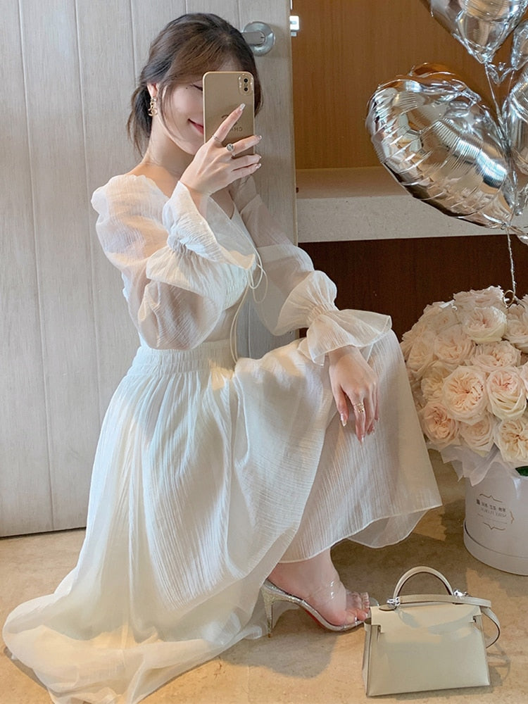 Spring Summer New Women Elegant Midi Dress