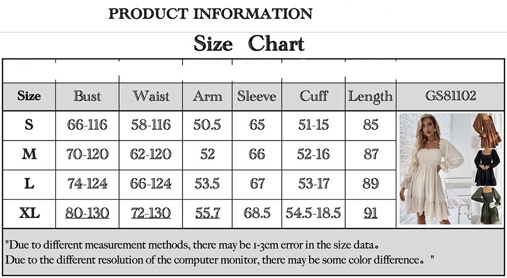 Square Neck Shirred Bodice Flounce Sleeve Ruffle Hem Dress