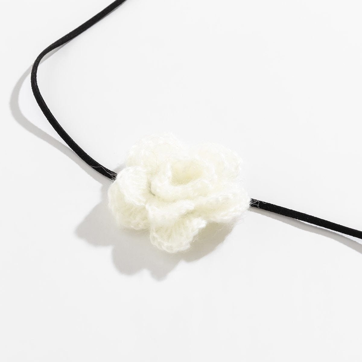 Handmade Crochet Rose Flower Velvet String Collar Choker