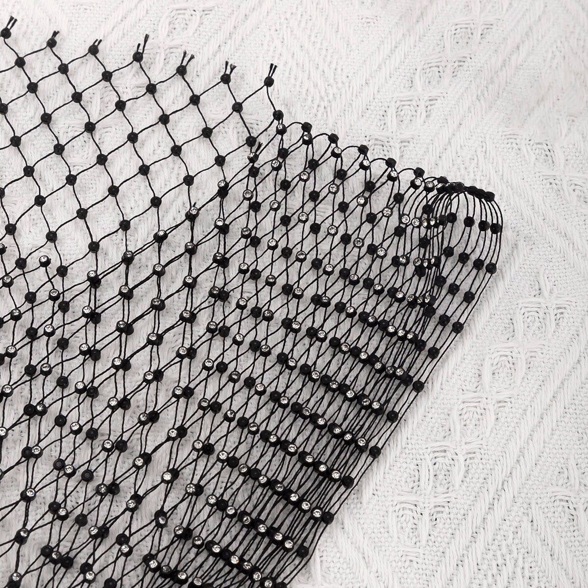 Handmade Glittering Rhinestone Fishnet See Through Mesh Cover Up Long Dress